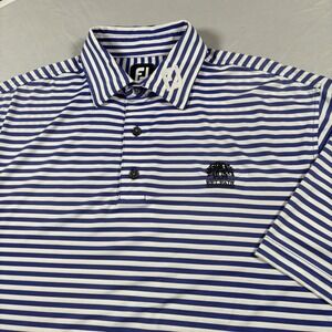 FootJoy Collar Logo Golf Polo Mens Large Blue White Striped